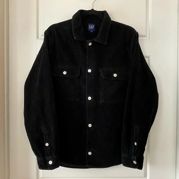 GAP Black 100% Cotton Oversized Corduroy Minimalist Chore Jacket Shacket - Picture 1 of 14